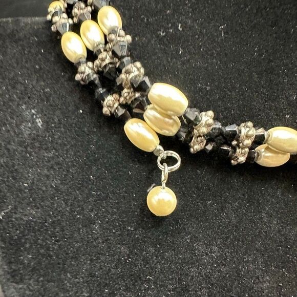 Magnetic Wrap Necklace Bracelet Beaded Pearls Stone Silver 35 inches - Picture 5 of 14